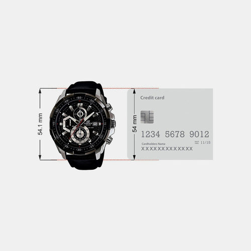 Edifice Men Quartz Black Dial Chronograph Leather Watch EX193