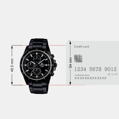 Edifice Men Quartz Black Dial Chronograph Stainless Steel Watch EX206