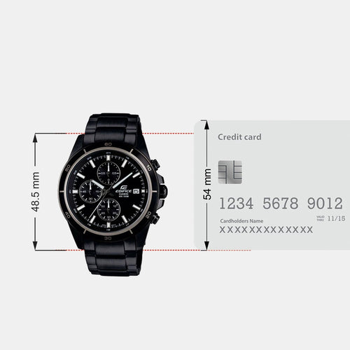 Edifice Men Quartz Black Dial Chronograph Stainless Steel Watch EX206
