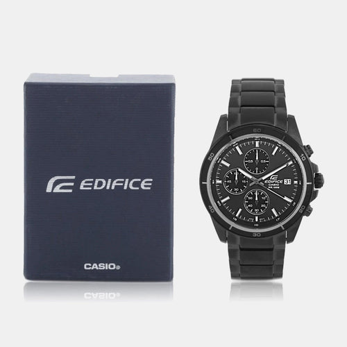 Edifice Men Quartz Black Dial Chronograph Stainless Steel Watch EX206