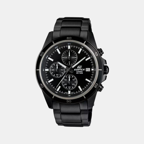 Edifice Men Quartz Black Dial Chronograph Stainless Steel Watch EX206