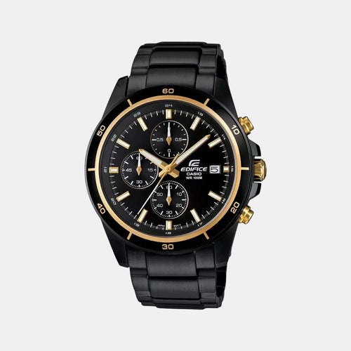 Edifice Men Quartz Black Dial Chronograph Stainless Steel Watch EX208