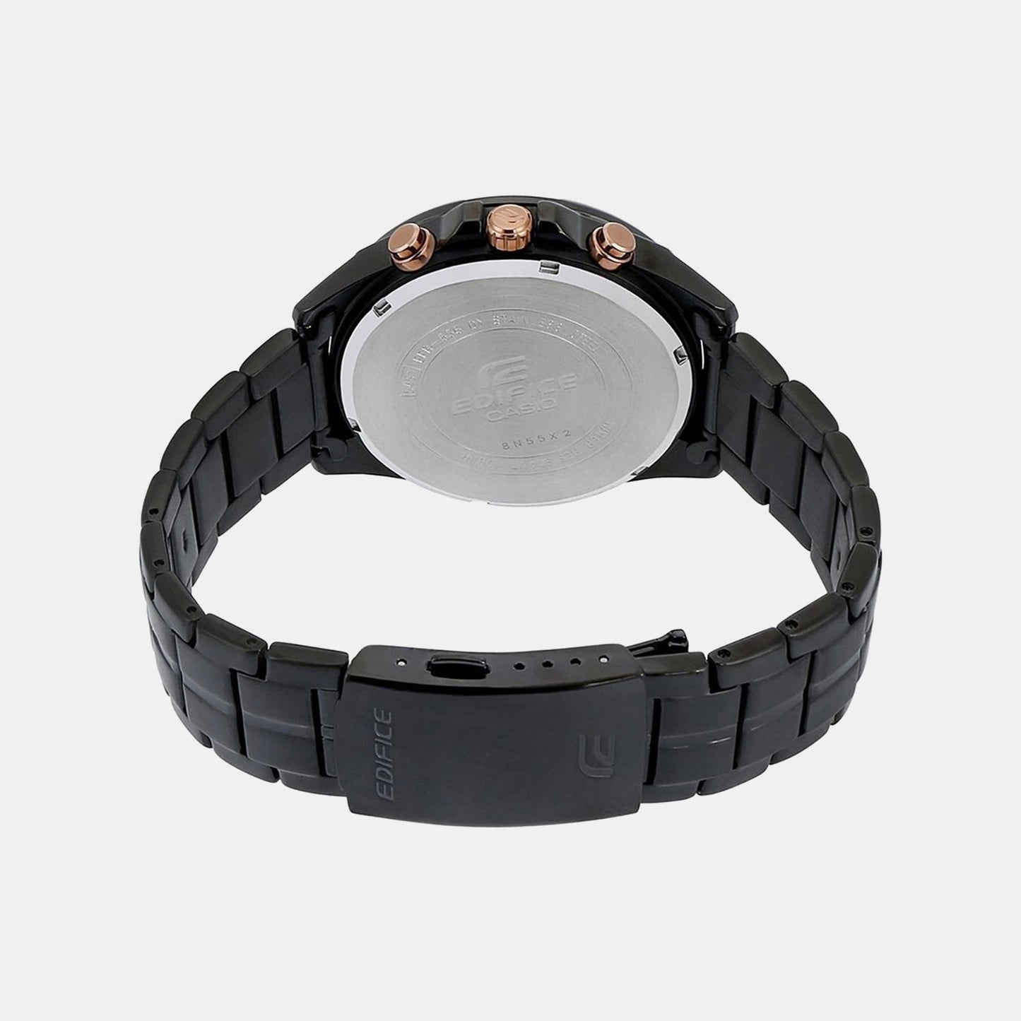Edifice Men Quartz Black Dial Chronograph Stainless Steel Watch EX493