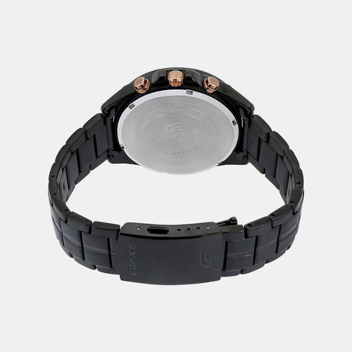 Edifice Men Quartz Black Dial Chronograph Stainless Steel Watch EX493