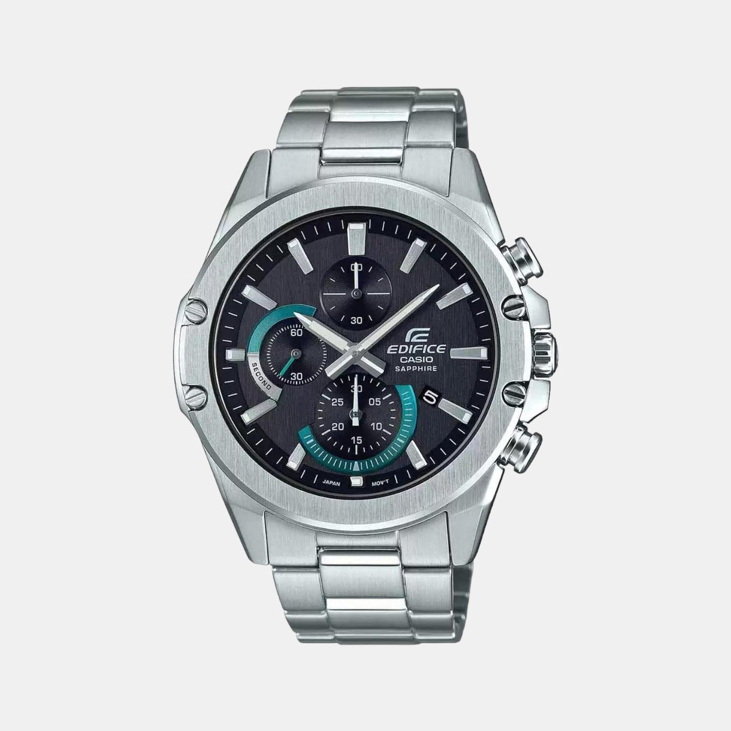 Edifice Men Quartz Black Dial Chronograph Stainless Steel Watch EX506