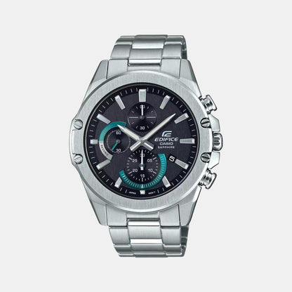Edifice Men Quartz Black Dial Chronograph Stainless Steel Watch EX506