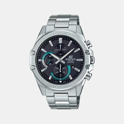 Edifice Men Quartz Black Dial Chronograph Stainless Steel Watch EX506