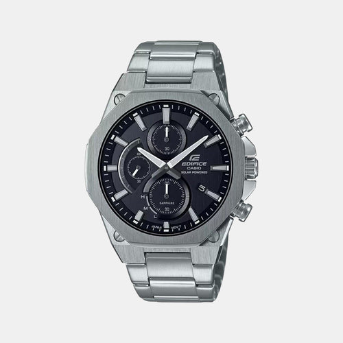 Edifice Men Quartz Black Dial Chronograph Stainless Steel Watch EX527