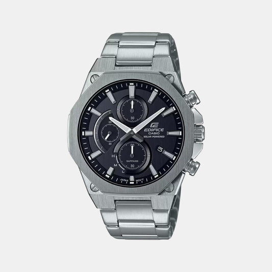 Edifice Men Quartz Black Dial Chronograph Stainless Steel Watch EX527