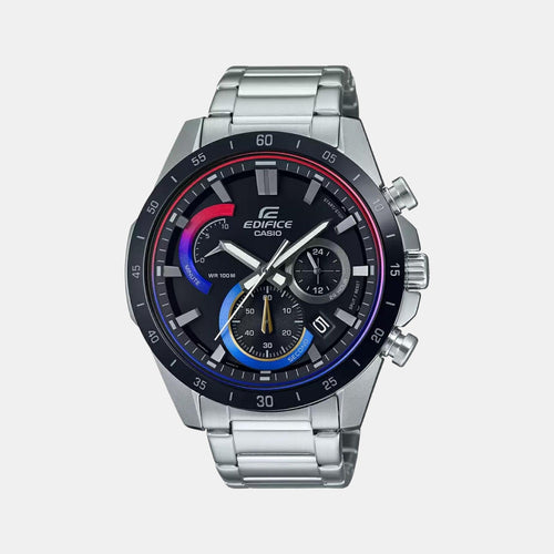 Edifice Men Quartz Black Dial Chronograph Stainless Steel Watch EX540