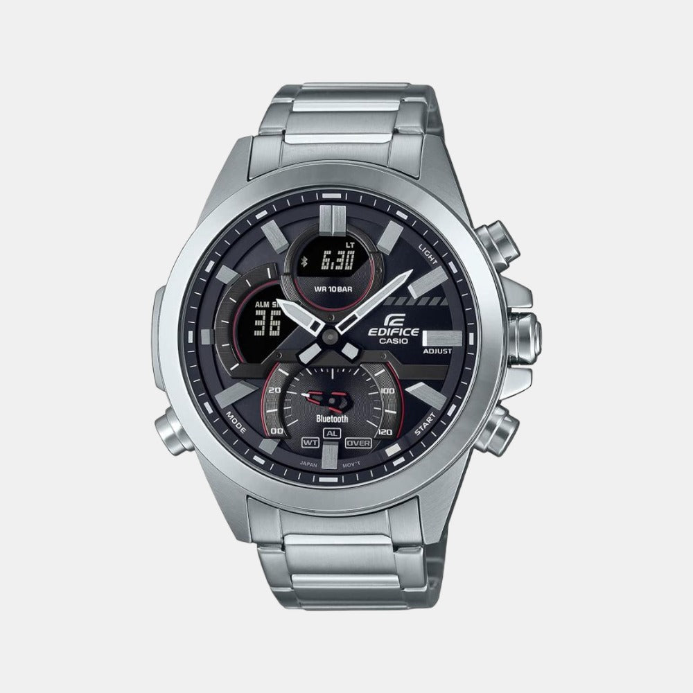 Edifice Men Quartz Black Dial Analog-Digital Stainless Steel Watch EX545