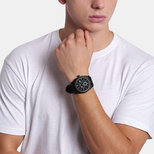 Machine Men Quartz Black Dial Chronograph Silicone Watch FS4487