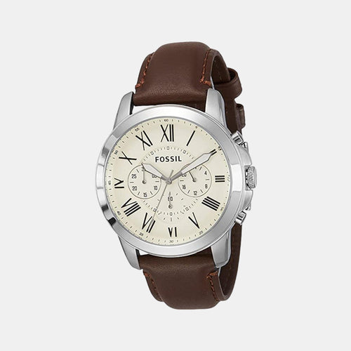 Grant Men Quartz Cream Dial Chronograph Leather Watch FS4735