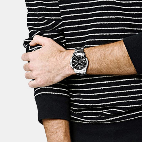 Grant Men Quartz Black Dial Chronograph Stainless Steel Watch FS4736