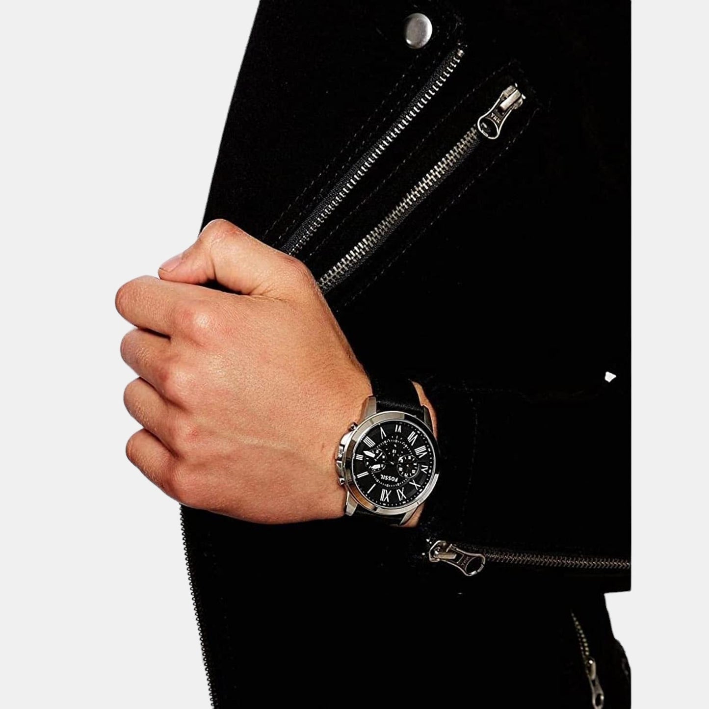 Men Quartz Black Dial Chronograph Leather Watch FS4812IE