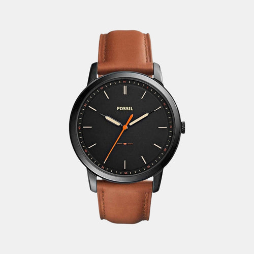 The Minimalist Men Quartz Black Dial Analog Leather Watch FS5305