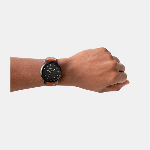 The Minimalist Men Quartz Black Dial Analog Leather Watch FS5305I