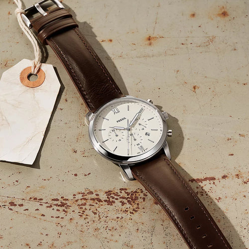 Neutra Men Quartz Cream Dial Chronograph Leather Watch FS5380