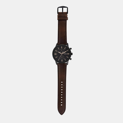 Towns Men Quartz Black Dial Chronograph Leather Watch FS5437