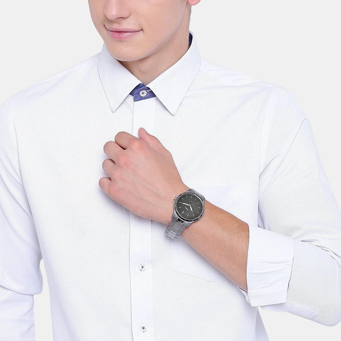 The Minimalist 3H Men Quartz Grey Dial Analog Stainless Steel Watch FS5459