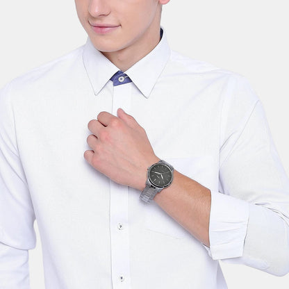 The Minimalist 3H Men Quartz Grey Dial Analog Stainless Steel Watch FS5459