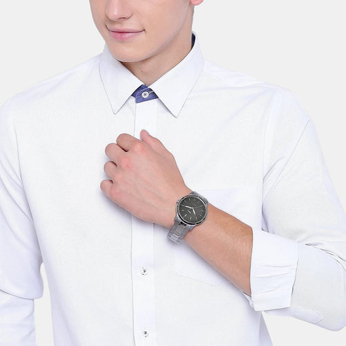 The Minimalist 3H Men Quartz Grey Dial Analog Stainless Steel Watch FS5459