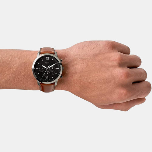 Neutra Chrono Men Quartz Grey Dial Chronograph Leather Watch FS5512