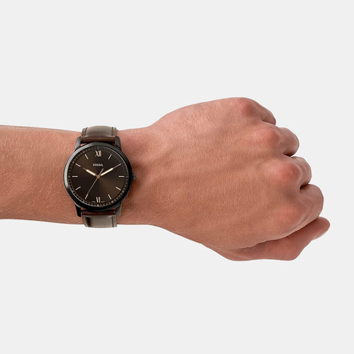 The Minimalist 3H Men Quartz Brown Dial Analog Leather Watch FS5551
