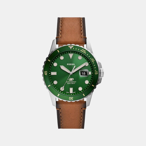 Fossil Blue Dive Men Quartz Green Dial Analog Leather Watch FS5946