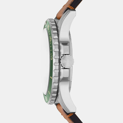 Fossil Blue Dive Men Quartz Green Dial Analog Leather Watch FS5946