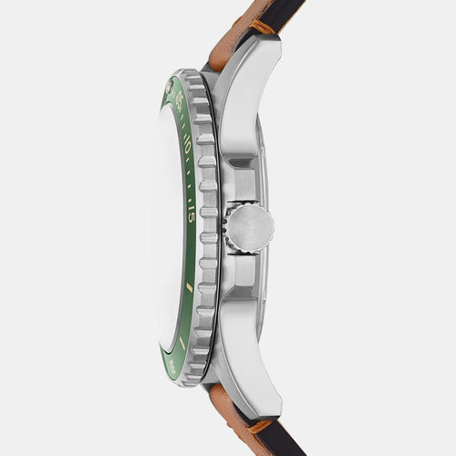 Fossil Blue Dive Men Quartz Green Dial Analog Leather Watch FS5946