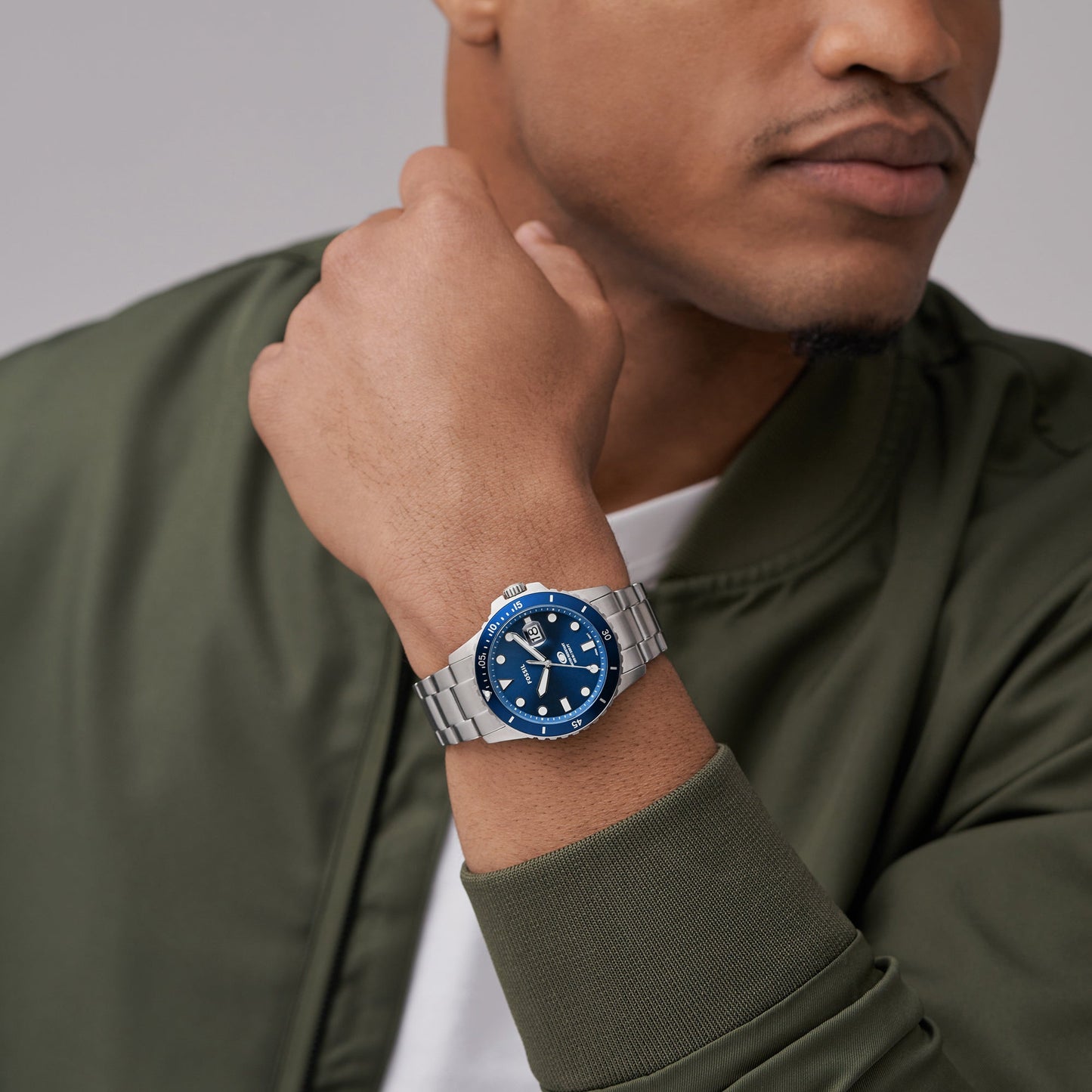 Fossil Blue Dive Men Quartz Blue Dial Analog Stainless Steel Watch FS6029