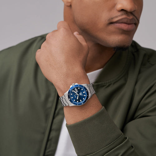 Fossil Blue Dive Men Quartz Blue Dial Analog Stainless Steel Watch FS6029