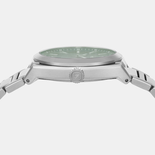 Everett Men Quartz Green Dial Analog Stainless Steel Watch FS6056
