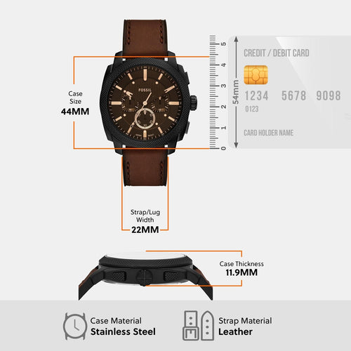 Machine Men Quartz Black Dial Chronograph Leather Watch FS6101