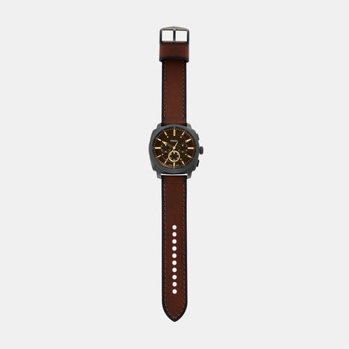 Machine Men Quartz Black Dial Chronograph Leather Watch FS6101