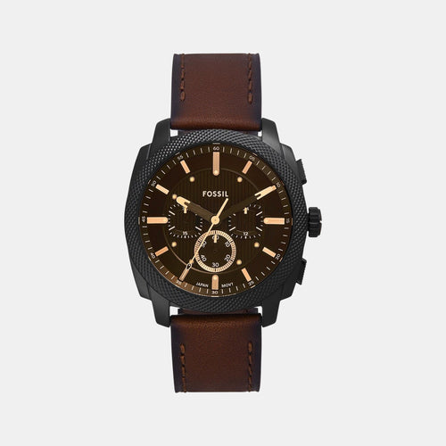 Machine Men Quartz Black Dial Chronograph Leather Watch FS6101