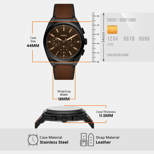 Everett Men Quartz Brown Dial Chronograph Leather Watch FS6108