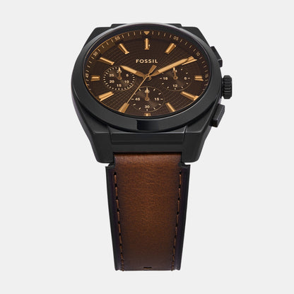 Everett Men Quartz Brown Dial Chronograph Leather Watch FS6108