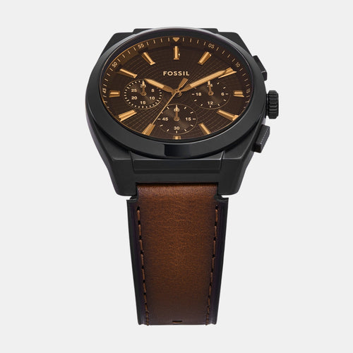 Everett Men Quartz Brown Dial Chronograph Leather Watch FS6108