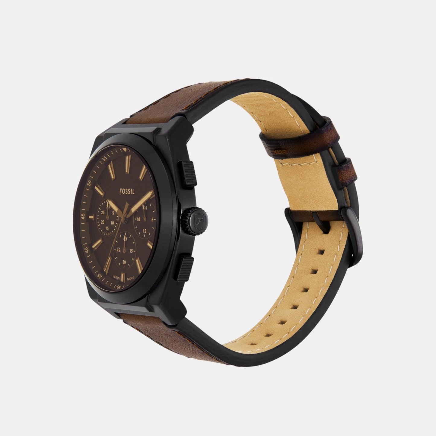 Everett Men Quartz Brown Dial Chronograph Leather Watch FS6108