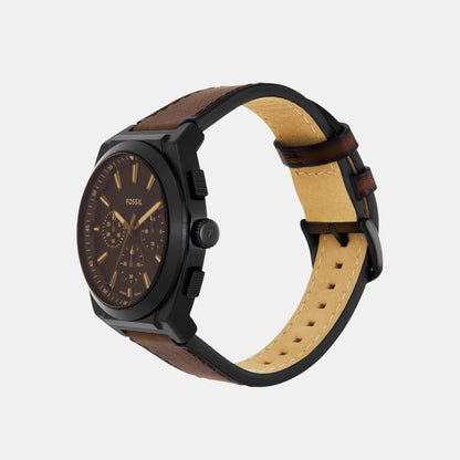 Everett Men Quartz Brown Dial Chronograph Leather Watch FS6108