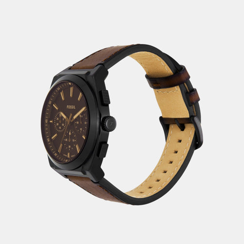 Everett Men Quartz Brown Dial Chronograph Leather Watch FS6108