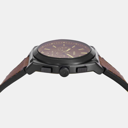 Everett Men Quartz Brown Dial Chronograph Leather Watch FS6108