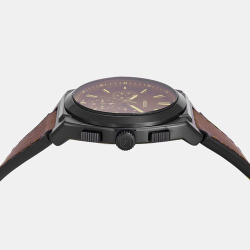 Everett Men Quartz Brown Dial Chronograph Leather Watch FS6108