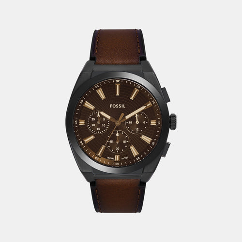 Everett Men Quartz Brown Dial Chronograph Leather Watch FS6108