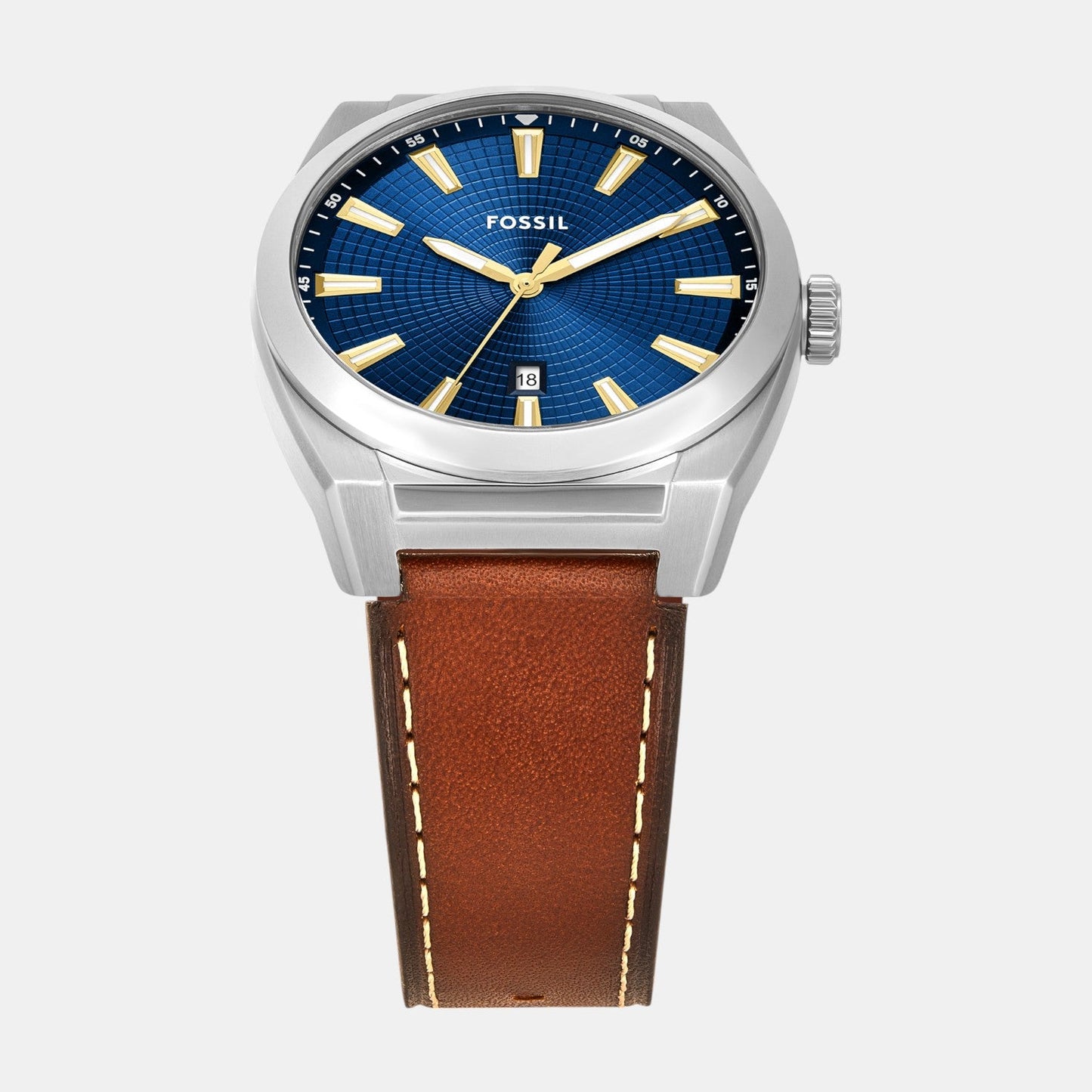 Men Quartz Blue Dial Analog Leather Watch FS6115