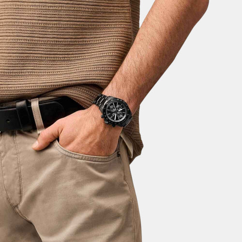 Autocross Men Quartz Black Dial Chronograph Stainless Steel Watch FS6125