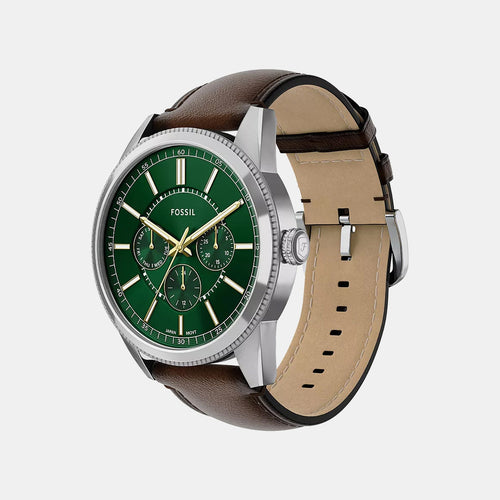 Pearson Men Quartz Green Dial Multi-Function Leather Watch FS6137
