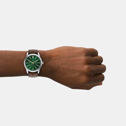 Pearson Men Quartz Green Dial Multi-Function Leather Watch FS6137